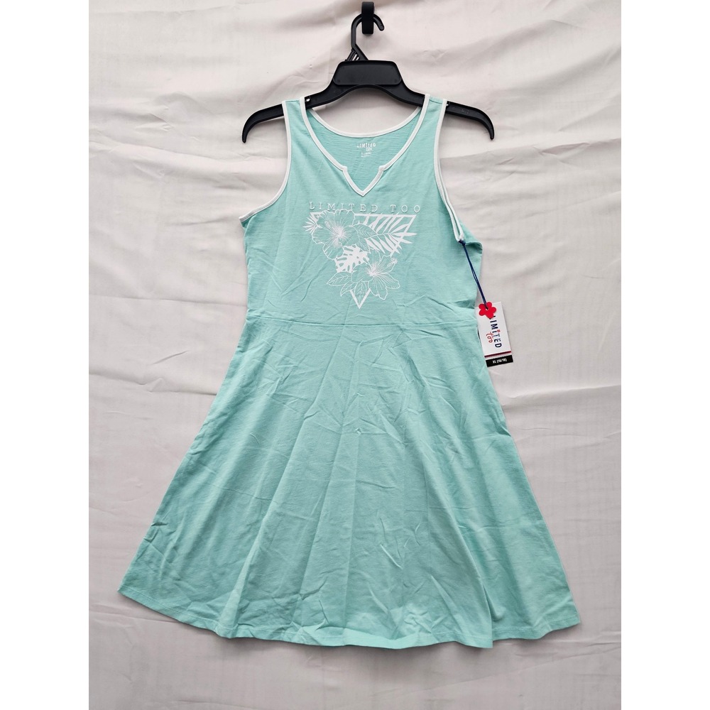 Limited Too Girls Sleeveless Skater Dress Blue Cotton Casual Size XL